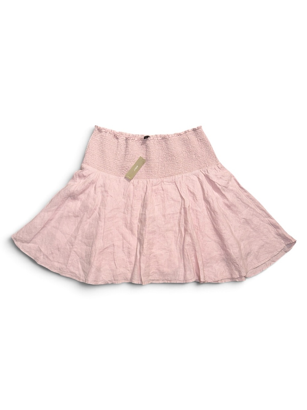 J. Crew Linen Cotton Dusty Light Pink Smocked Waist Circle Skirt NWT